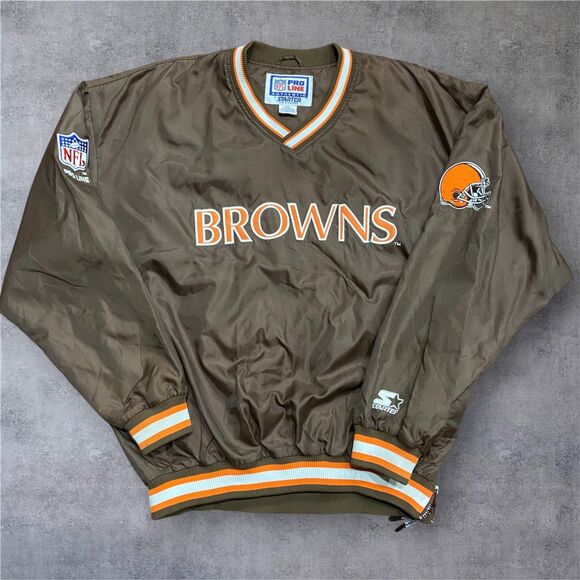 STARTER Pro Line Vintage NFL Cleveland Browns V-Neck Windbreaker Jacket XXL - Picture 1 of 9